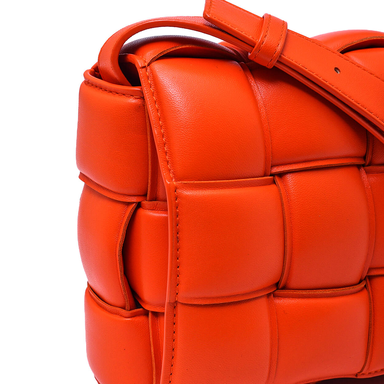 Bottega Veneta-Orange Leather Padded Cassette Crossbody Bag